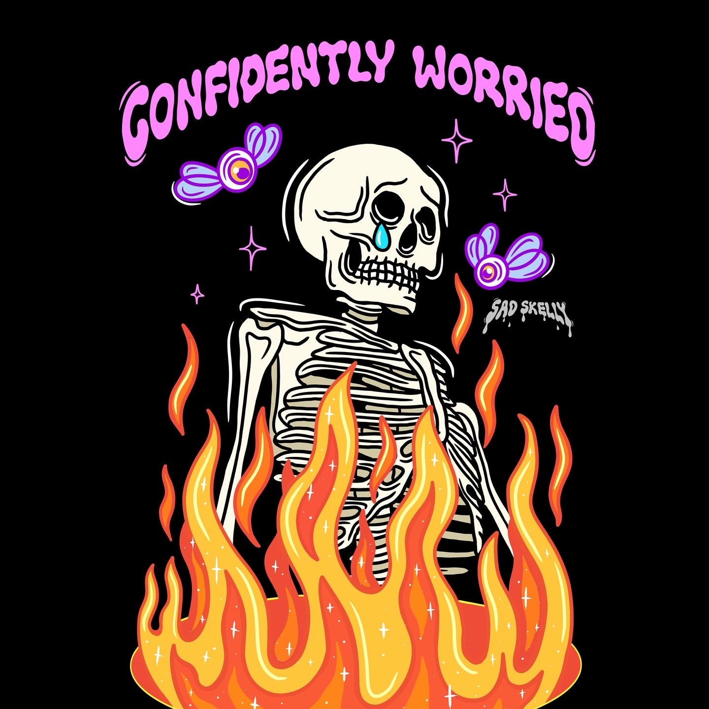 Confidently Worried Short Sleeve Black Tshirt