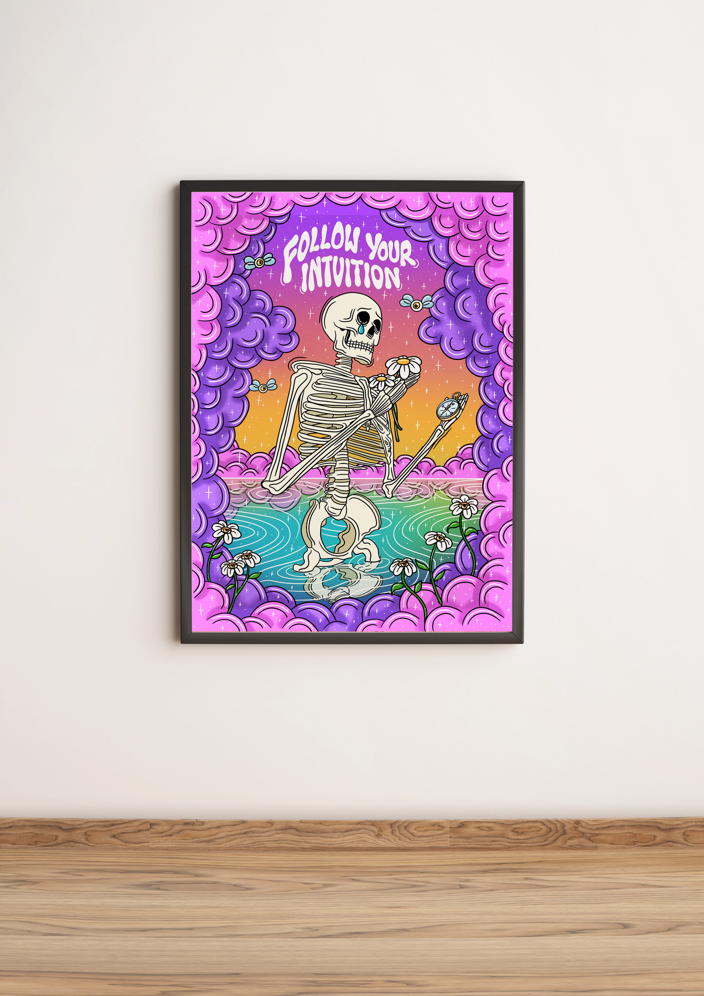 Follow Your Intuition Skeleton Art Print Wall Poster