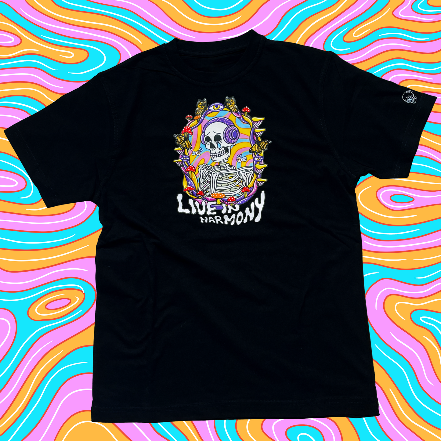 Live In Harmony Short Sleeve Black Tshirt