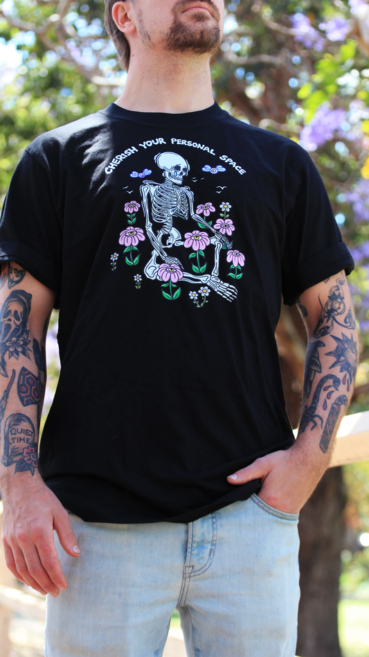 Cherish Your Personal Space Short Sleeve Black Tshirt