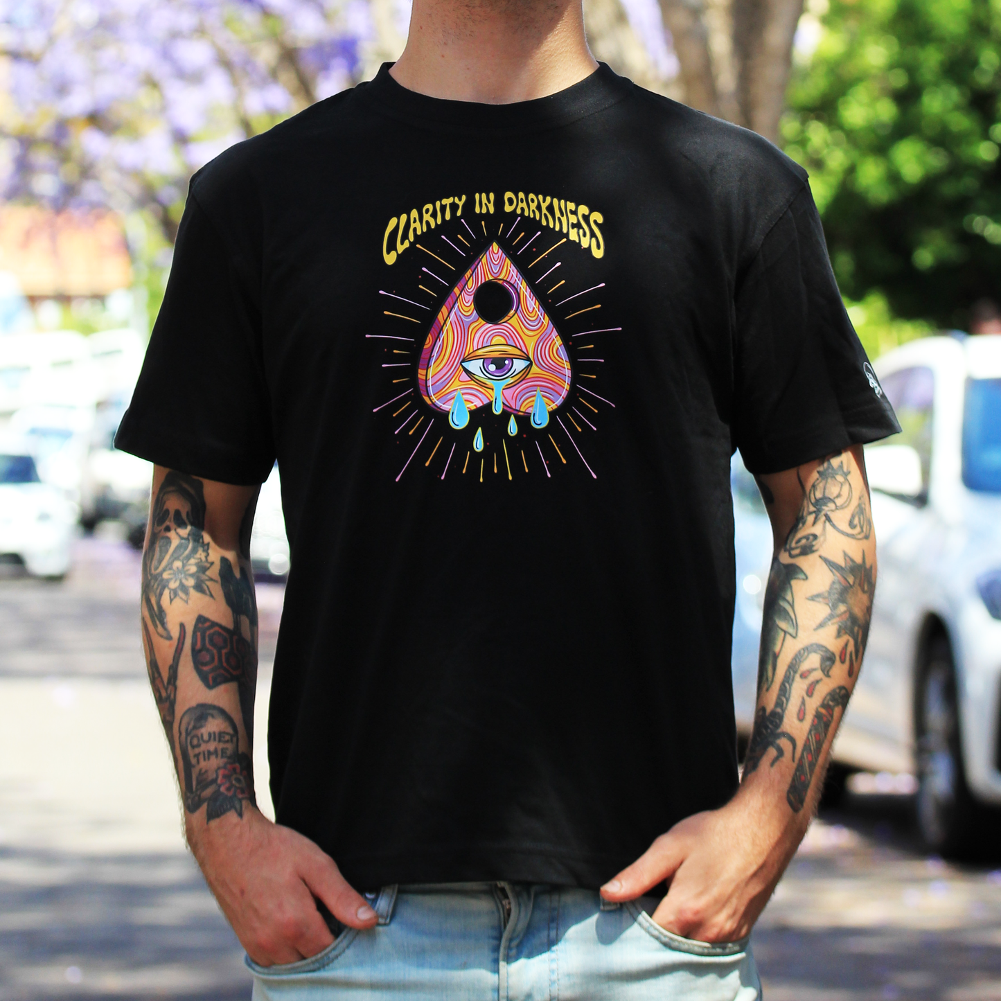 Clarity In Darkness Short Sleeve Black Tshirt