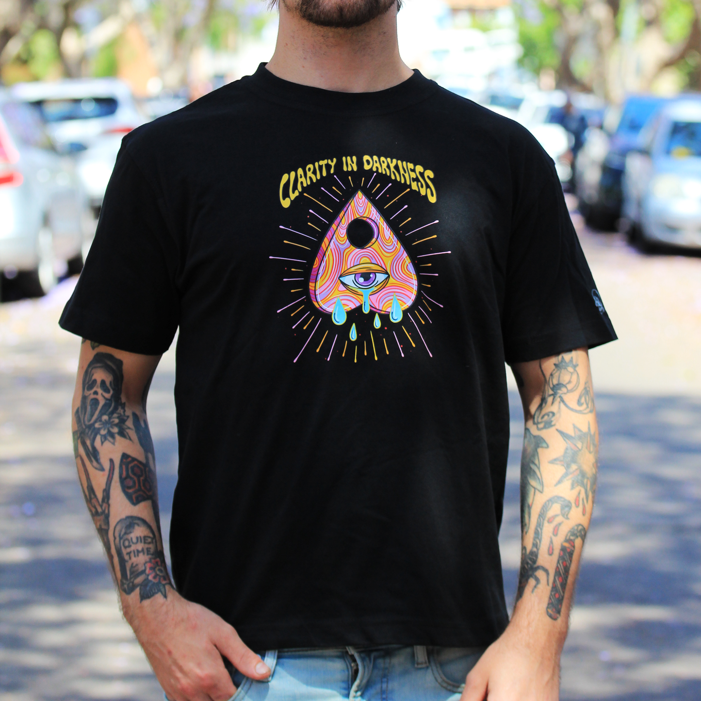 Clarity In Darkness Short Sleeve Black Tshirt