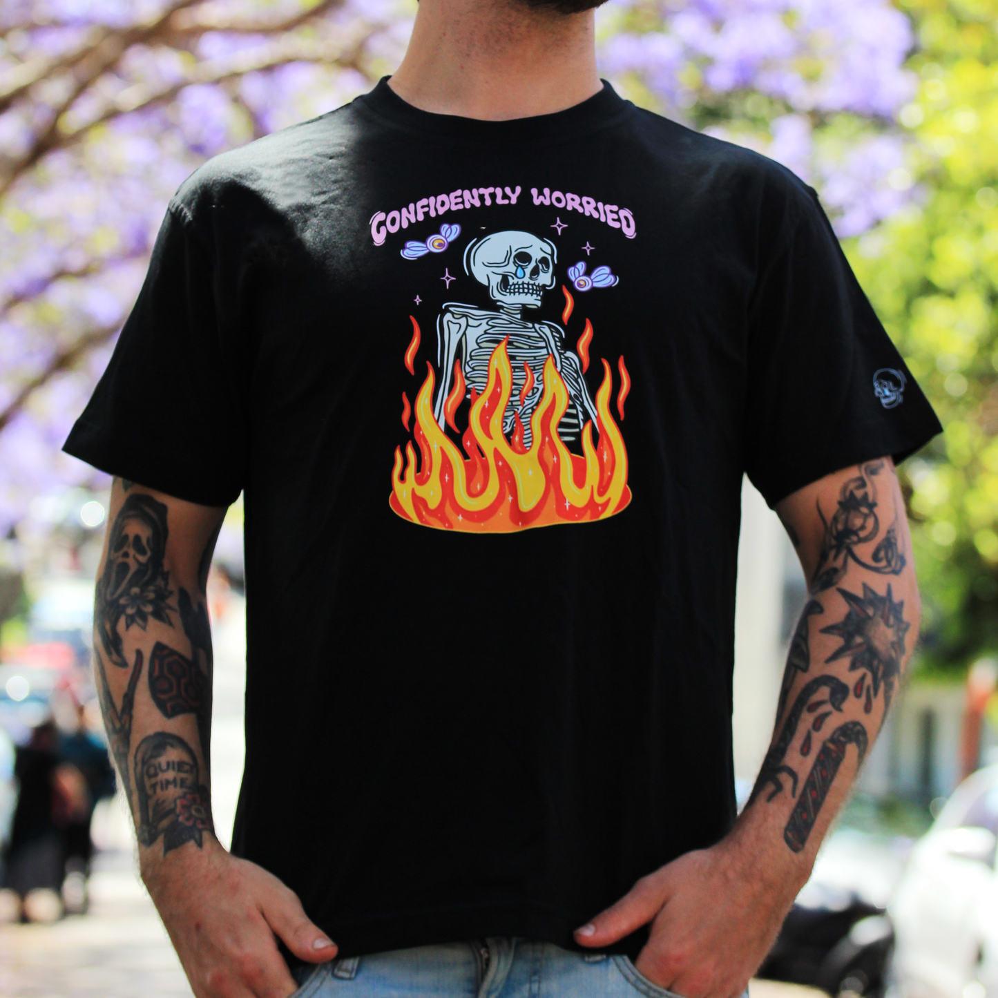 Confidently Worried Short Sleeve Black Tshirt