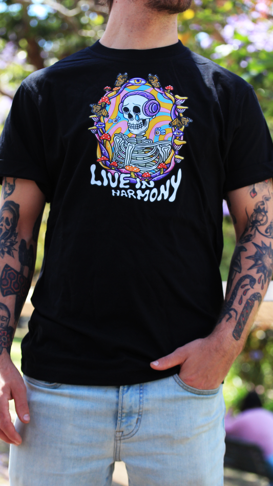 Live In Harmony Short Sleeve Black Tshirt