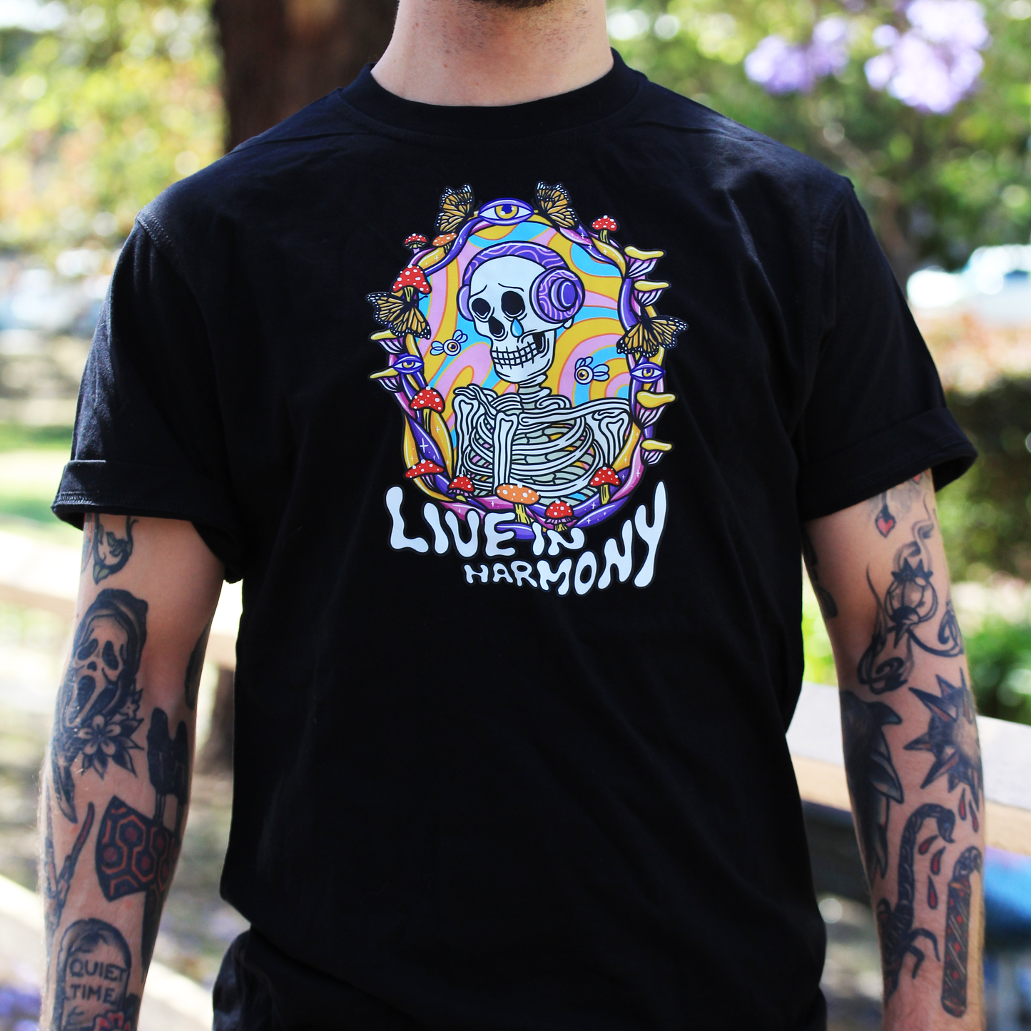 Live In Harmony Short Sleeve Black Tshirt