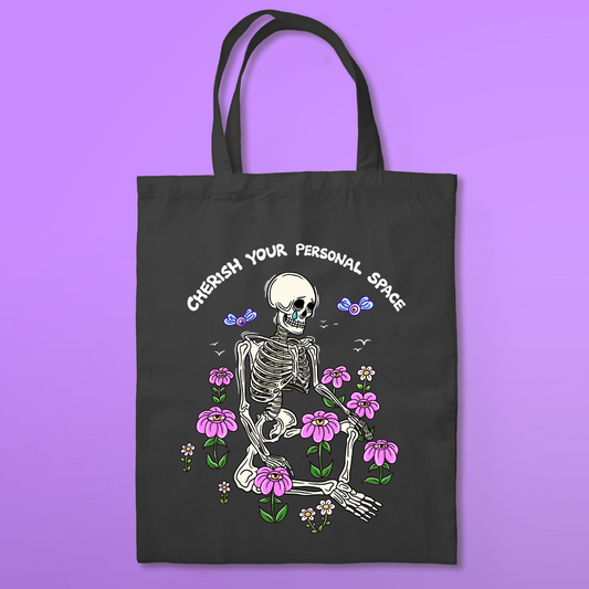 Cherish Your Personal Space Charcoal Tote bag