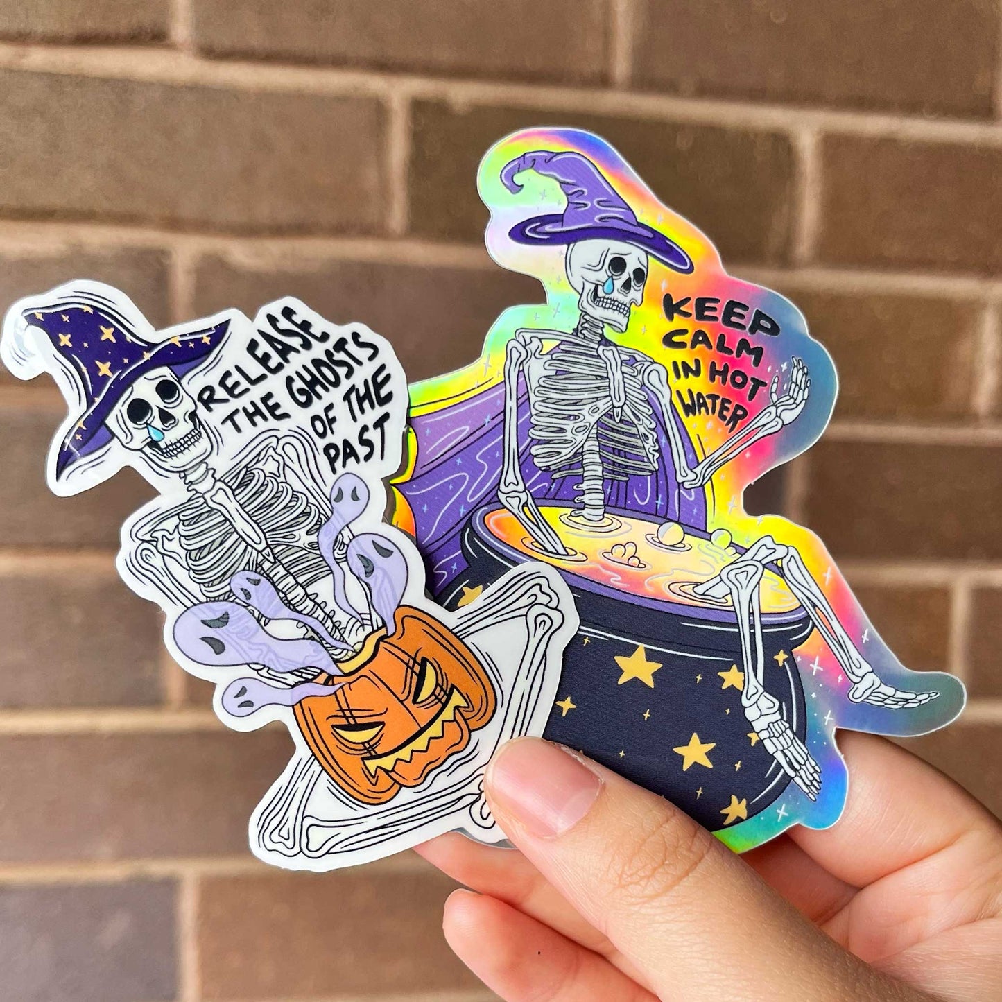 Halloween Witchy Skelly Stickers 2 pack