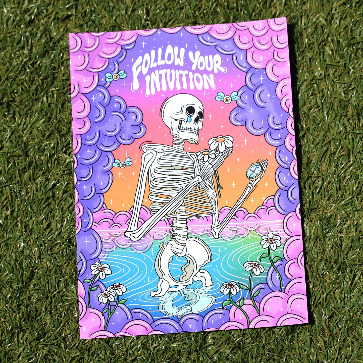 Follow Your Intuition Skeleton Art Print Wall Poster