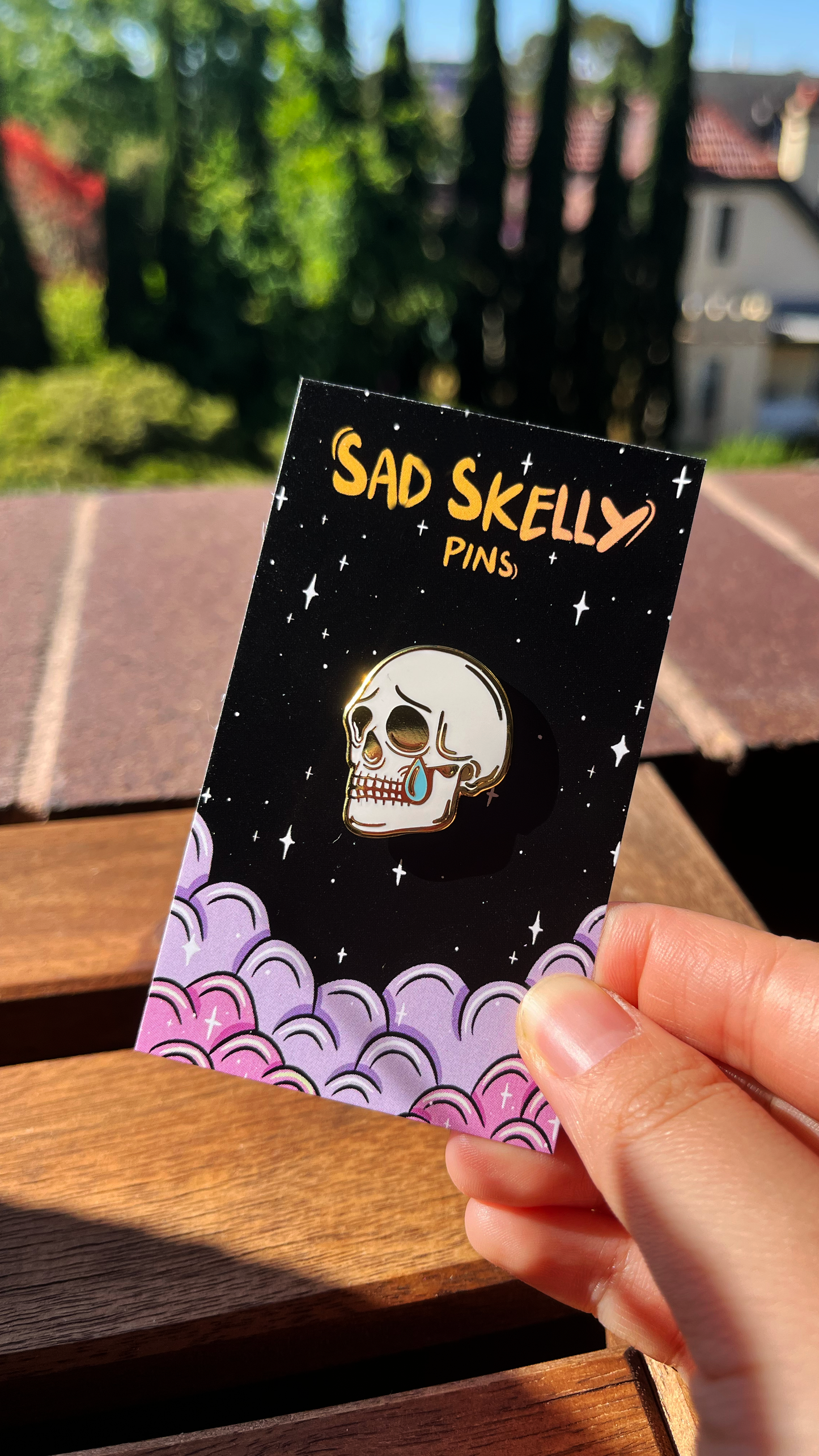Sad Skelly Enamel Pin